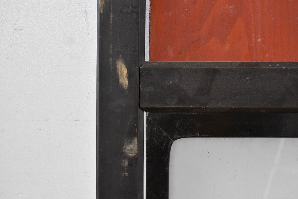 アンティーク建具　美品　板戸とガラス帯を組み合わせたガラス帯戸2枚セット　(R-085051)