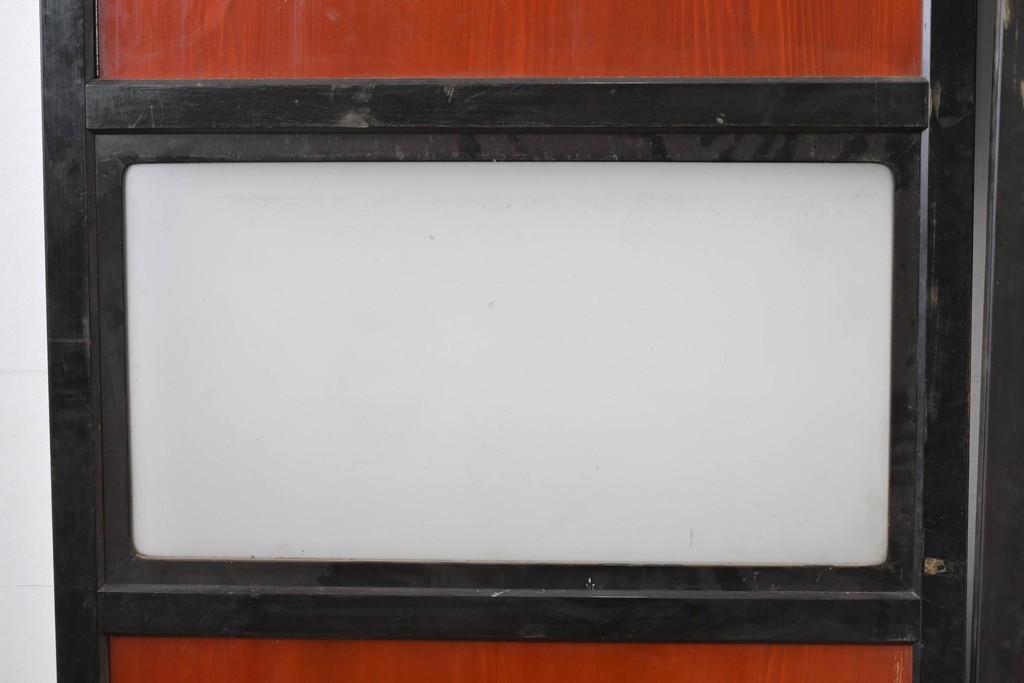 アンティーク建具　美品　板戸とガラス帯を組み合わせたガラス帯戸2枚セット　(R-085051)
