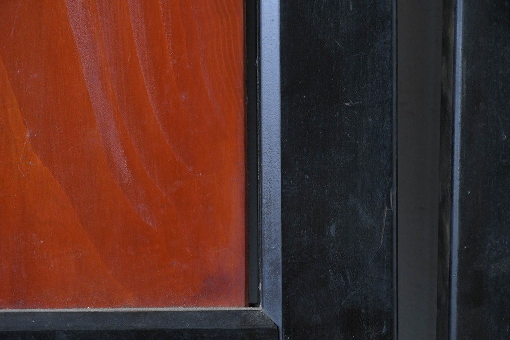 アンティーク建具　美品　板戸とガラス帯を組み合わせたガラス帯戸2枚セット　(R-085051)