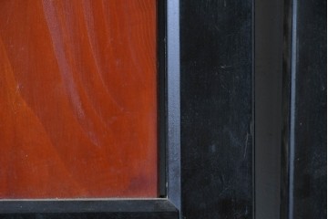 アンティーク建具　美品　板戸とガラス帯を組み合わせたガラス帯戸2枚セット　(R-085051)