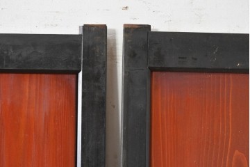 アンティーク建具　美品　板戸とガラス帯を組み合わせたガラス帯戸2枚セット　(R-085051)