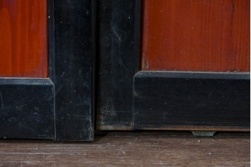 アンティーク建具　美品　板戸とガラス帯を組み合わせたガラス帯戸2枚セット　(R-085051)