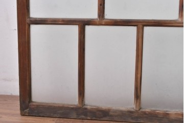 《ペイント仕上げ限定》　アンティーク建具　大正ロマン　格子デザインが趣深いガラス窓2枚セット　(R-085052)