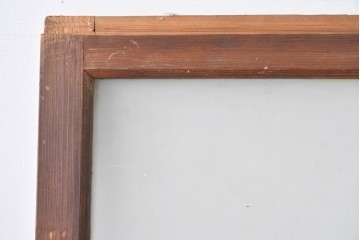 《ペイント仕上げ限定》　アンティーク建具　昭和初期　大正ロマン　格子デザインが趣深いガラス窓2枚セット　(R-085053)