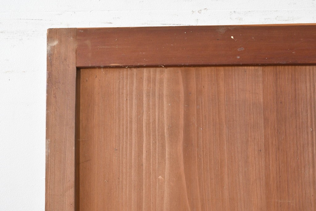 アンティーク建具　昭和初期～中期　縦格子が美しく映えるガラス帯戸2枚セット　(R-085054)