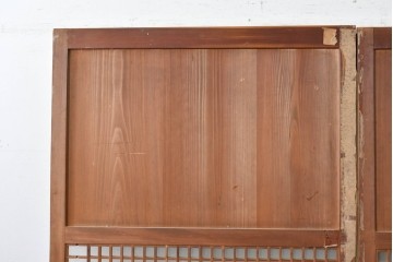 アンティーク建具　昭和初期～中期　縦格子が美しく映えるガラス帯戸2枚セット　(R-085054)