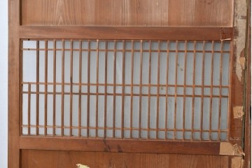 アンティーク建具　昭和初期～中期　縦格子が美しく映えるガラス帯戸2枚セット　(R-085054)