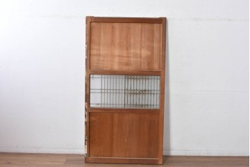 アンティーク建具　素朴な味わいの格子入りガラスの帯戸1枚　(R-085055)