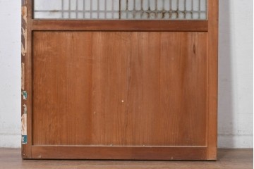 アンティーク建具　素朴な味わいの格子入りガラスの帯戸1枚　(R-085055)