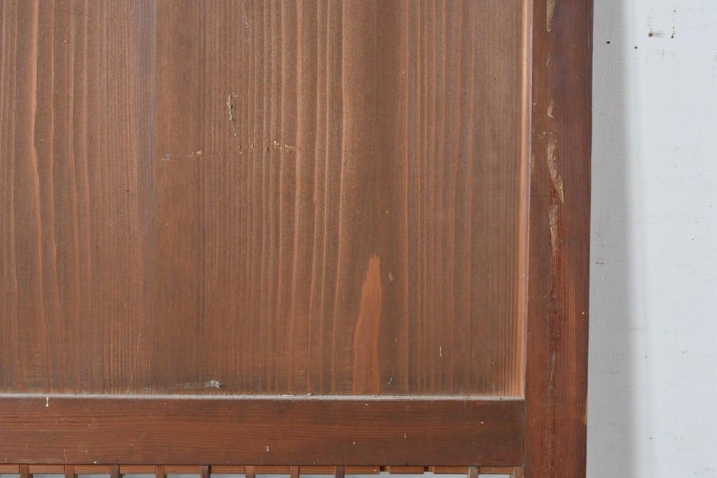 アンティーク建具　素朴な味わいの格子入りガラスの帯戸1枚　(R-085055)