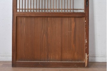 アンティーク建具　素朴な味わいの格子入りガラスの帯戸1枚　(R-085055)