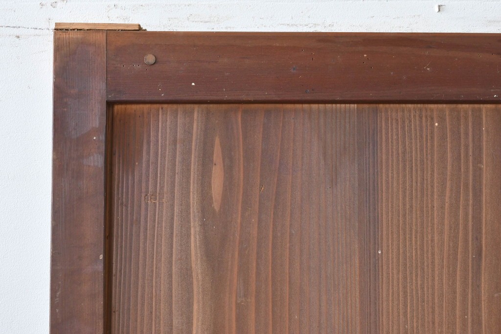 アンティーク建具　素朴な味わいの格子入りガラスの帯戸1枚　(R-085055)