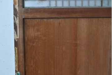 アンティーク建具　素朴な味わいの格子入りガラスの帯戸1枚　(R-085055)