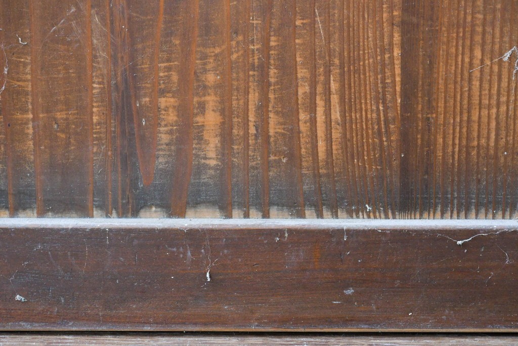 アンティーク建具　素朴な味わいの格子入りガラスの帯戸1枚　(R-085055)