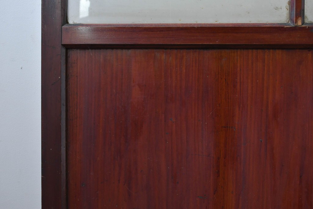 アンティーク建具　昭和初期　光をやわらかく取り込む格子入りのガラス戸3枚セット　(R-085056)