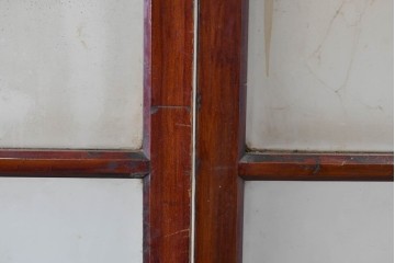 アンティーク建具　昭和初期　光をやわらかく取り込む格子入りのガラス戸3枚セット　(R-085056)