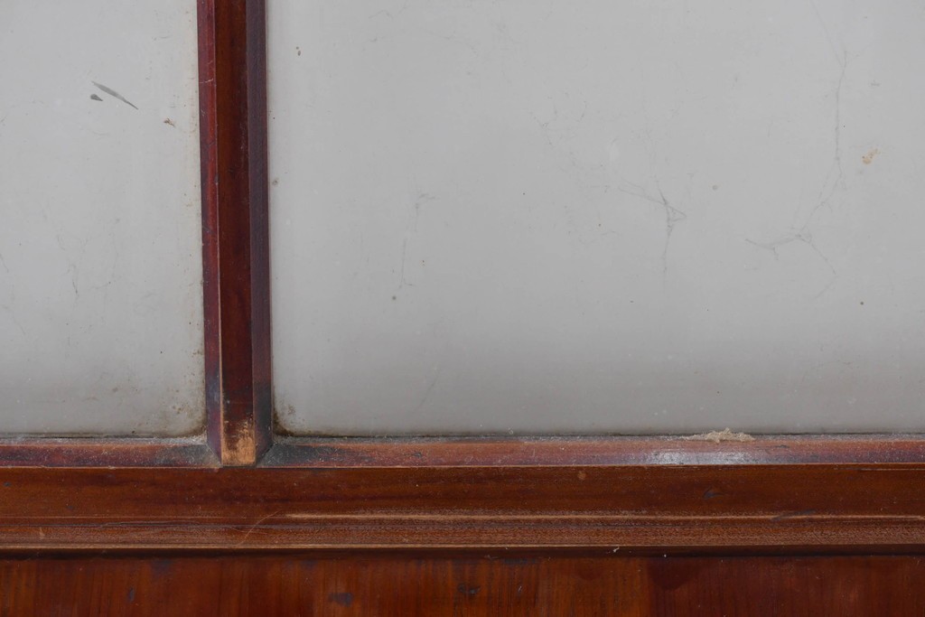 アンティーク建具　昭和初期　光をやわらかく取り込む格子入りのガラス戸3枚セット　(R-085056)