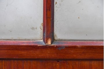 アンティーク建具　昭和初期　光をやわらかく取り込む格子入りのガラス戸3枚セット　(R-085056)