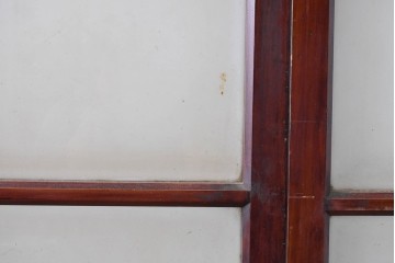 アンティーク建具　昭和初期　光をやわらかく取り込む格子入りのガラス戸3枚セット　(R-085056)