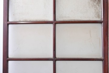 アンティーク建具　昭和初期　光をやわらかく取り込む格子入りのガラス戸3枚セット　(R-085056)