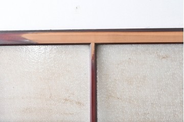 アンティーク建具　昭和初期　光をやわらかく取り込む格子入りのガラス戸3枚セット　(R-085056)