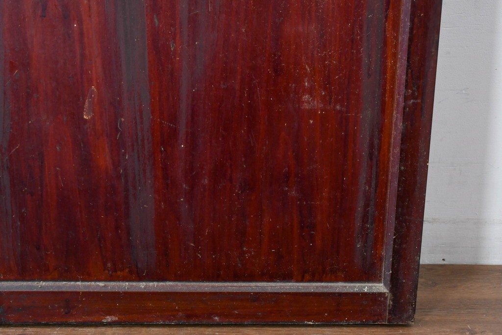 アンティーク建具　昭和初期　光をやわらかく取り込む格子入りのガラス戸3枚セット　(R-085056)