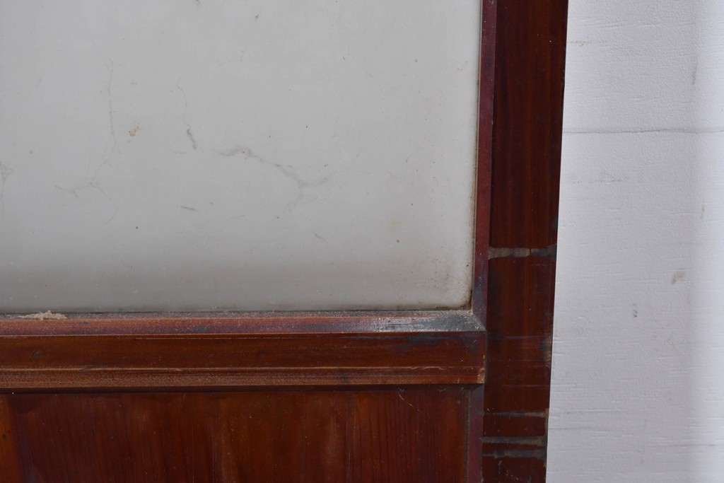 アンティーク建具　昭和初期　光をやわらかく取り込む格子入りのガラス戸3枚セット　(R-085056)