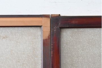 アンティーク建具　昭和初期　光をやわらかく取り込む格子入りのガラス戸3枚セット　(R-085056)