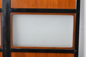 アンティーク建具　昭和初期～中期　板戸とガラス帯を組み合わせたガラス帯戸2枚セット　(R-085057)