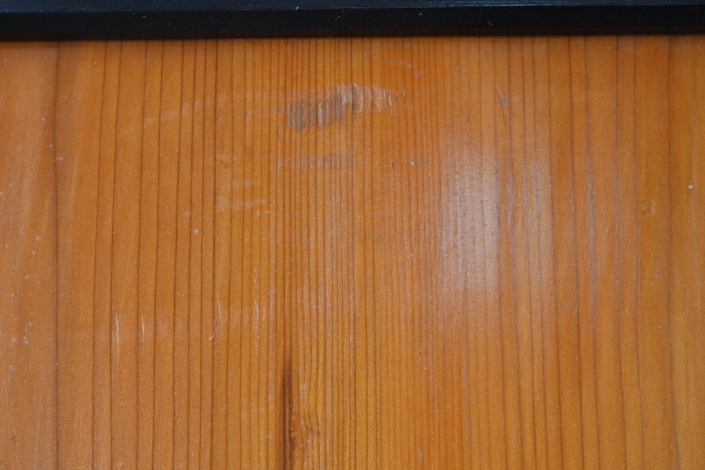 アンティーク建具　昭和初期～中期　板戸とガラス帯を組み合わせたガラス帯戸2枚セット　(R-085057)