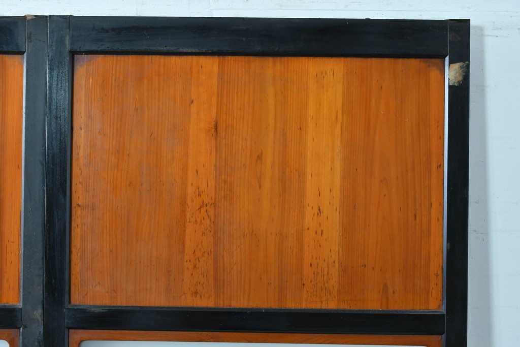 アンティーク建具　昭和初期～中期　板戸とガラス帯を組み合わせたガラス帯戸2枚セット　(R-085057)