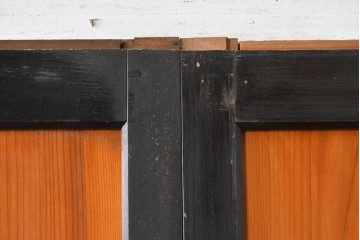 アンティーク建具　昭和初期～中期　板戸とガラス帯を組み合わせたガラス帯戸2枚セット　(R-085057)