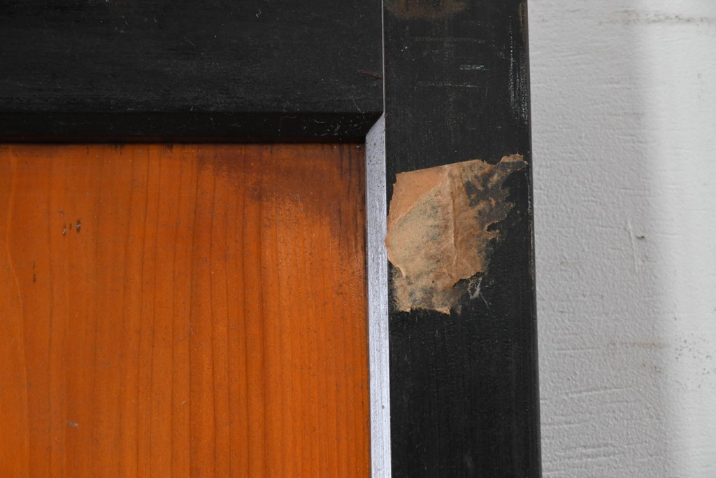 アンティーク建具　昭和初期～中期　板戸とガラス帯を組み合わせたガラス帯戸2枚セット　(R-085057)