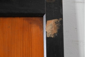 アンティーク建具　昭和初期～中期　板戸とガラス帯を組み合わせたガラス帯戸2枚セット　(R-085057)