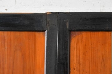 アンティーク建具　昭和初期～中期　板戸とガラス帯を組み合わせたガラス帯戸2枚セット　(R-085057)