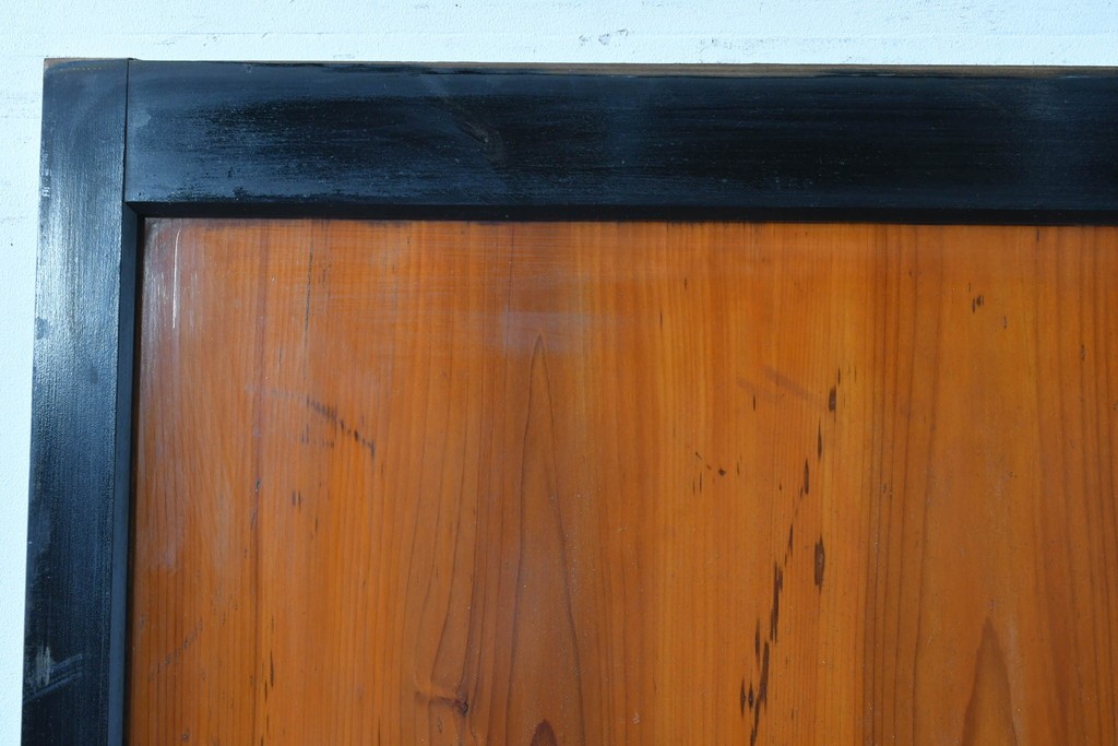 アンティーク建具　昭和初期～中期　板戸とガラス帯を組み合わせたガラス帯戸2枚セット　(R-085057)