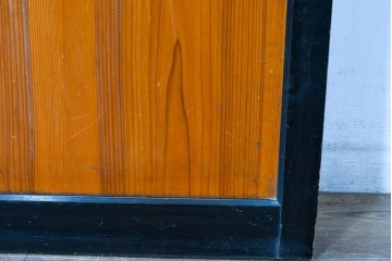 アンティーク建具　昭和初期～中期　板戸とガラス帯を組み合わせたガラス帯戸2枚セット　(R-085057)