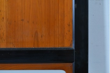 アンティーク建具　昭和初期～中期　板戸とガラス帯を組み合わせたガラス帯戸2枚セット　(R-085057)