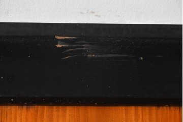 アンティーク建具　昭和初期～中期　黒枠と木目の対比が美しいガラス帯戸2枚セット　(R-085058)