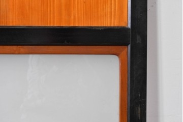 アンティーク建具　昭和初期～中期　黒枠と木目の対比が美しいガラス帯戸1枚　(R-085059)