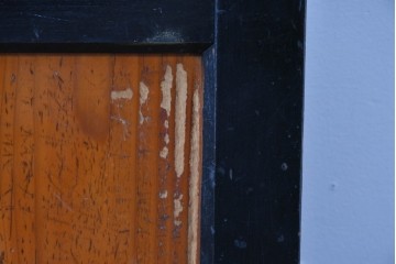 アンティーク建具　昭和初期～中期　黒枠と木目の対比が美しいガラス帯戸1枚　(R-085059)