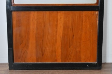 アンティーク建具　昭和初期～中期　黒枠と木目の対比が美しいガラス帯戸1枚　(R-085059)