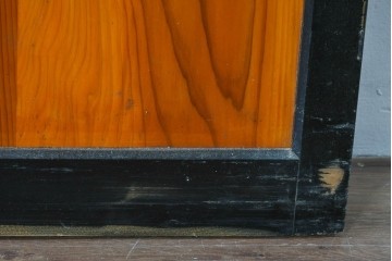 アンティーク建具　昭和初期～中期　黒枠と木目の対比が美しいガラス帯戸1枚　(R-085059)