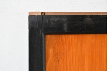 アンティーク建具　昭和初期～中期　黒枠と木目の対比が美しいガラス帯戸1枚　(R-085059)
