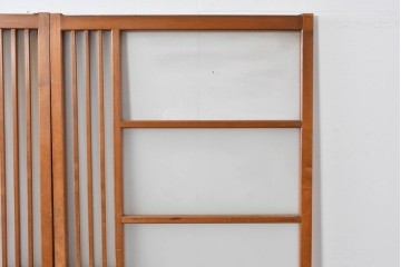 ヴィンテージ建具　昭和中期　縦桟がアクセントのガラス戸2枚セット　(R-085060)