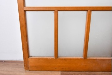 ヴィンテージ建具　昭和中期　縦桟がアクセントのガラス戸2枚セット　(R-085060)