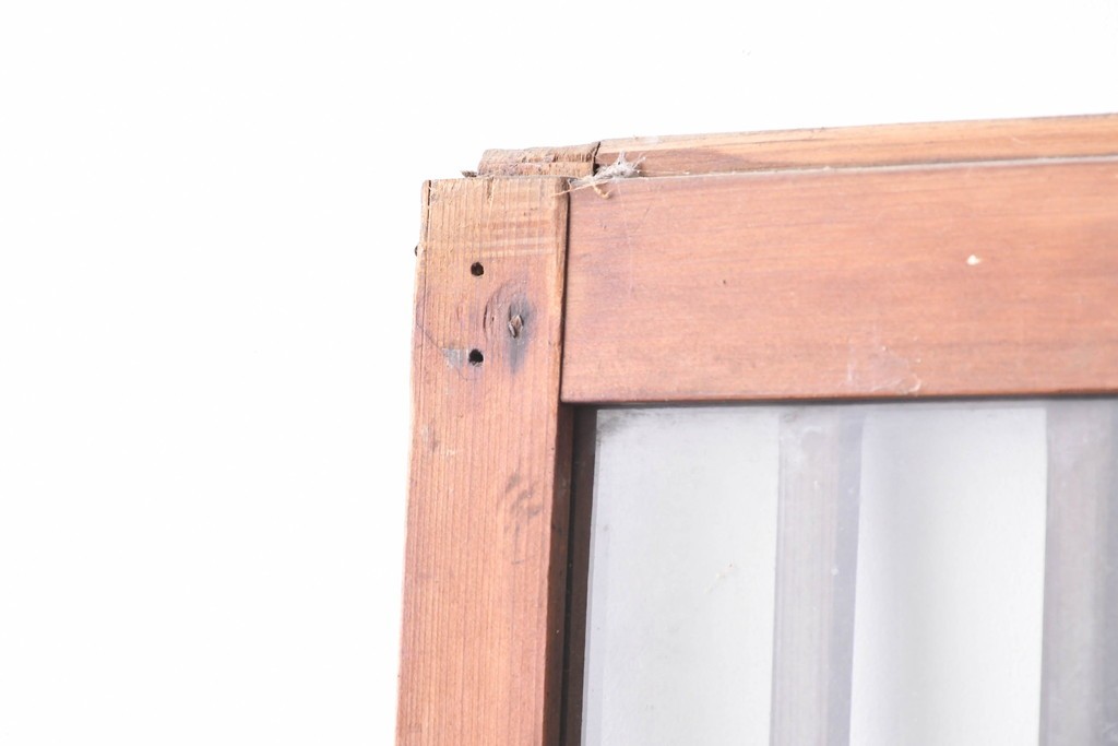 ヴィンテージ建具　昭和中期　結霜ガラス入りの幅狭玄関戸4枚セット　(R-085061)