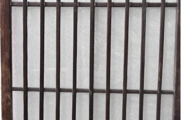 ヴィンテージ建具　昭和中期　結霜ガラス入りの幅狭玄関戸4枚セット　(R-085061)