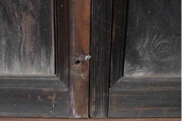 ヴィンテージ建具　昭和中期　結霜ガラス入りの幅狭玄関戸4枚セット　(R-085061)