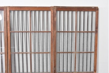 ヴィンテージ建具　昭和中期　結霜ガラス入りの幅狭玄関戸4枚セット　(R-085061)